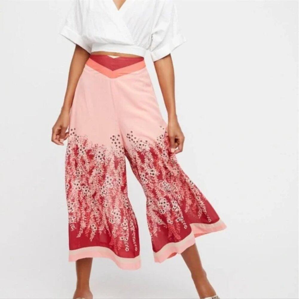 Free People Off The Grid Pink Printed Culottes